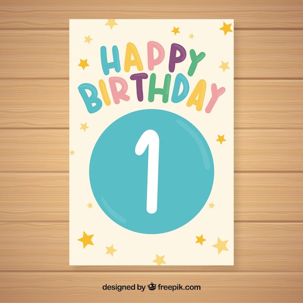 Download Lovely first birthday card design Vector | Free Download