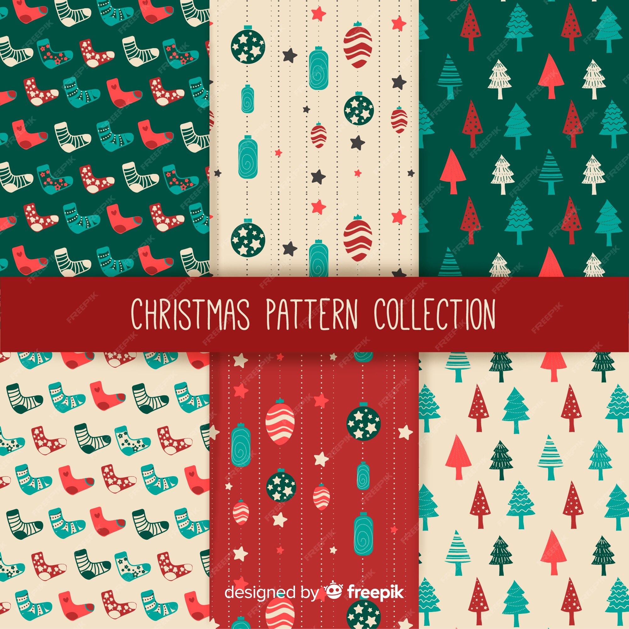 Free Vector | Lovely flat christmas pattern collection