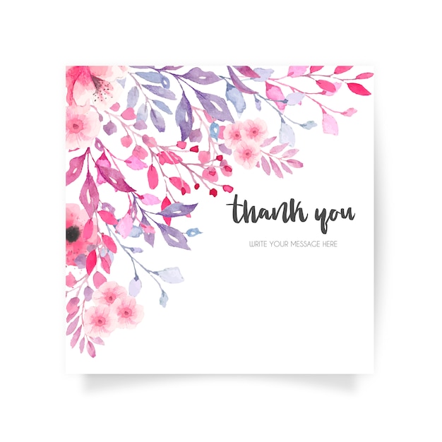 Free Vector Lovely Floral Card With Thank You Message