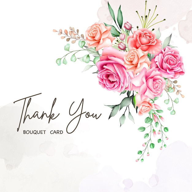 Premium Vector | Lovely floral card with thank you message