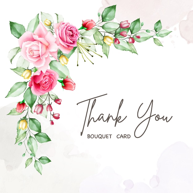 ありがとうメッセージと素敵な花カード プレミアムベクター
