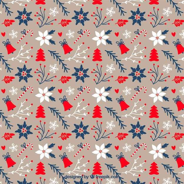 Lovely floral christmas pattern Vector | Free Download