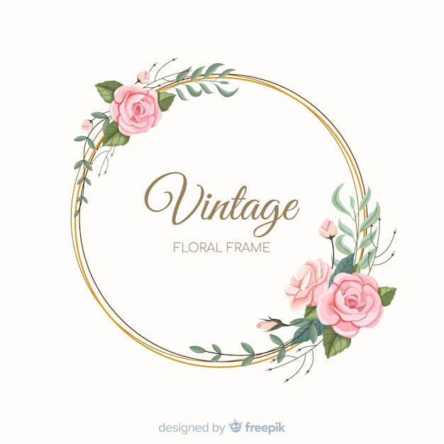 Download Lovely floral frame with vintage design | Free Vector