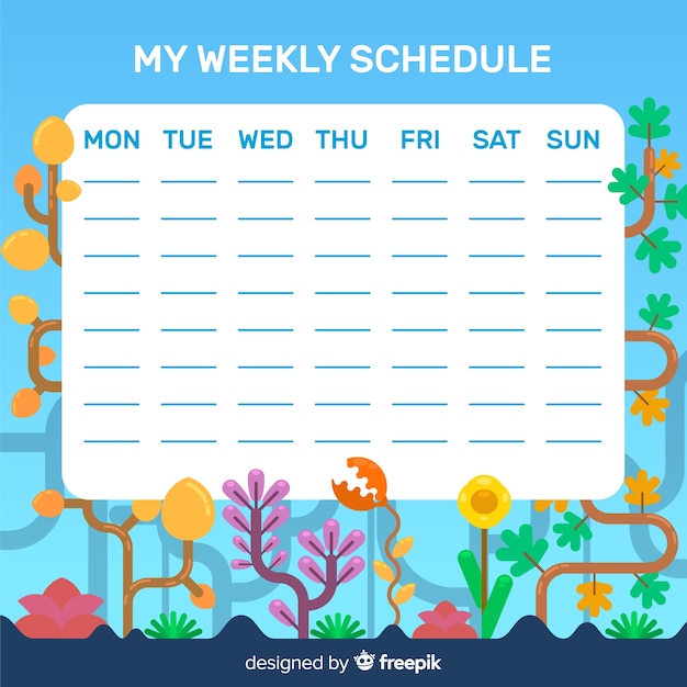 Free Vector | Lovely floral weekly schedule with flat design