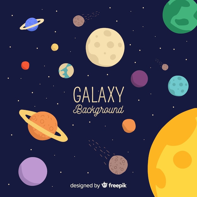Lovely Galaxy Background With Flat Design Free Vector