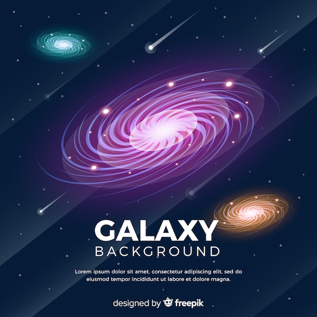 Lovely galaxy background with flat design Free Vector