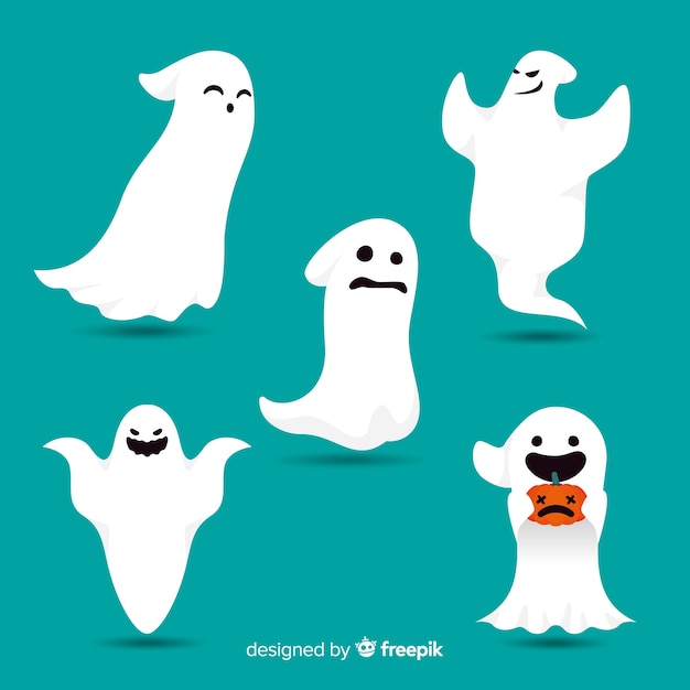 Download Lovely halloween ghost collection with flat design | Free ...