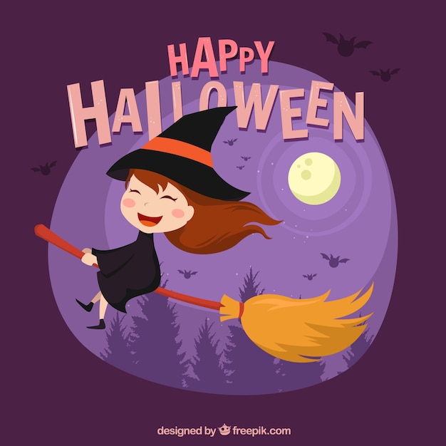 Lovely halloween witch background