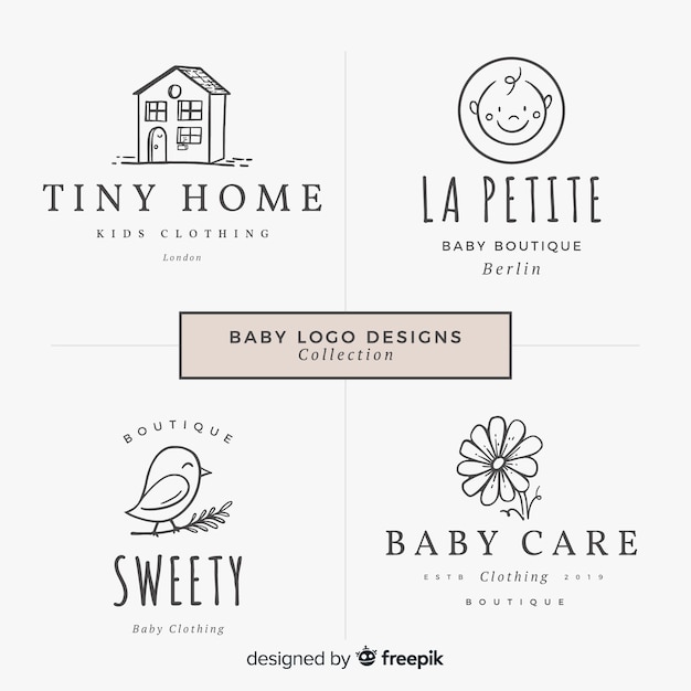 Download Free Lovely Hand Drawn Baby Logo Collectio Free Vector Use our free logo maker to create a logo and build your brand. Put your logo on business cards, promotional products, or your website for brand visibility.