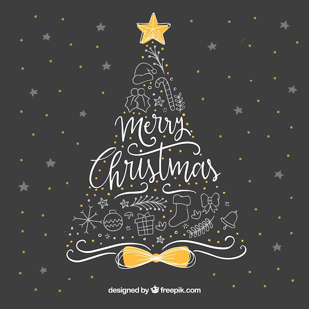 Lovely hand drawn christmas background Free Vector