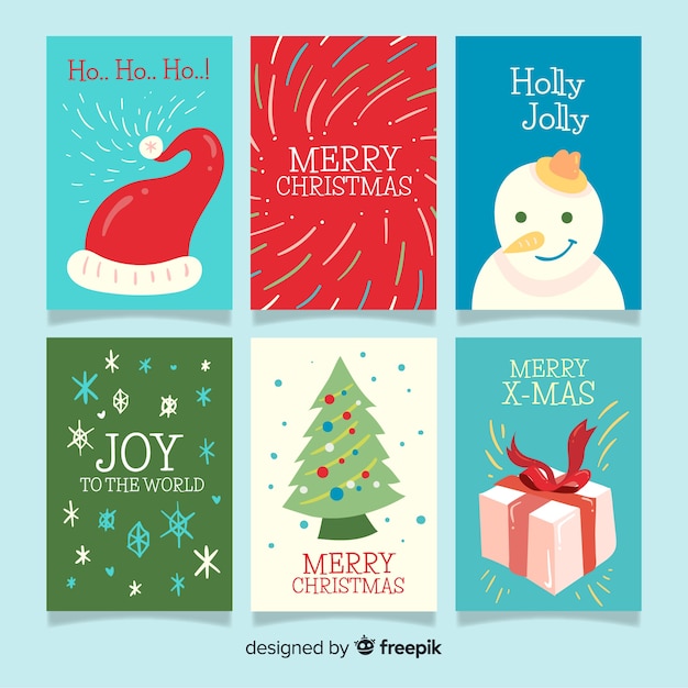 Free Vector | Lovely hand drawn christmas card collection