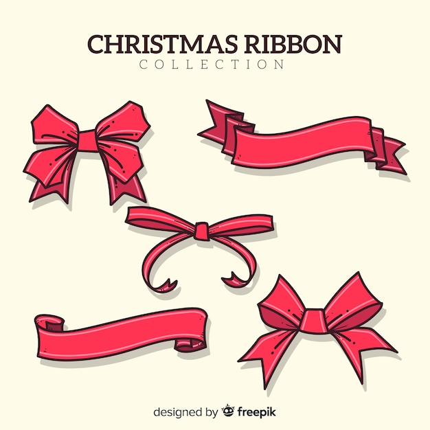 Download Lovely hand drawn christmas ribbon collection Vector ...
