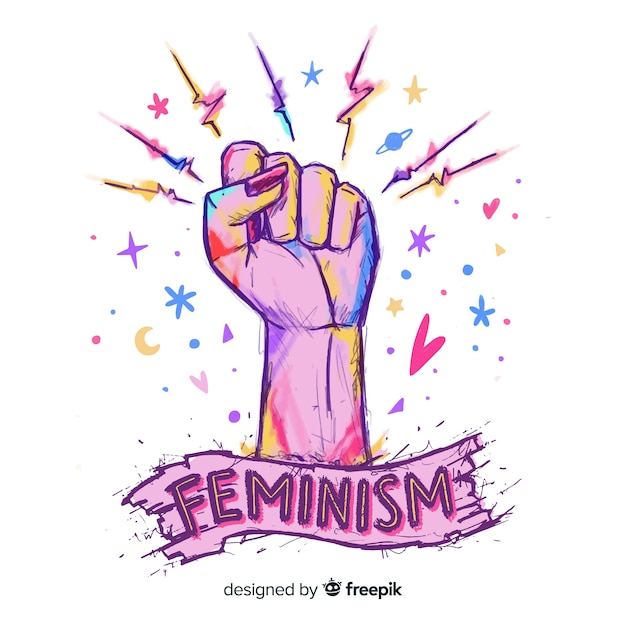 Free Vector Lovely hand drawn feminism compositionq
