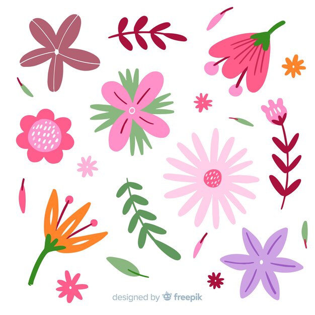 Free Vector | Lovely hand drawn flower collection