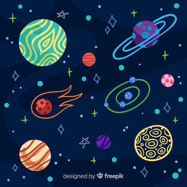 Lovely hand drawn galaxy background | Free Vector
