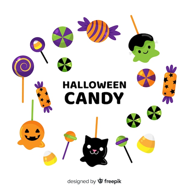 Download Lovely hand drawn halloween candy collection Vector | Free ...