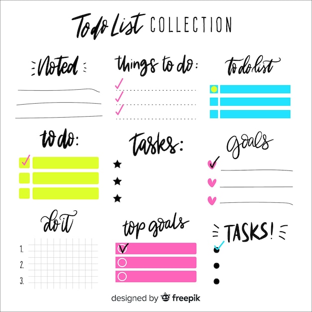 Free Vector | Lovely hand drawn list to do collection