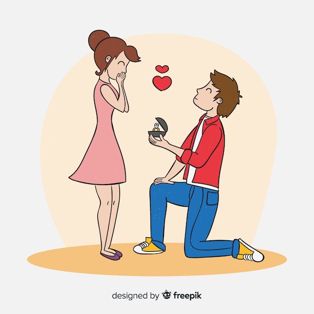 Lovely hand drawn marriage proposal concept Vector Free Download