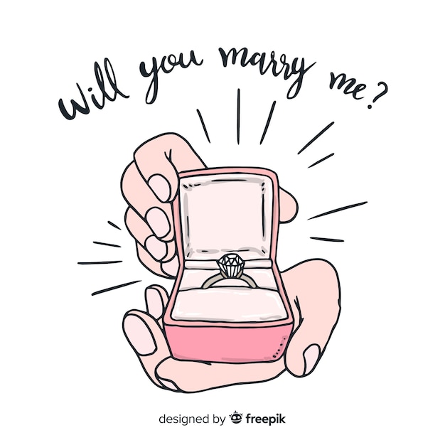 Lovely hand drawn marriage proposal concept Free Vector