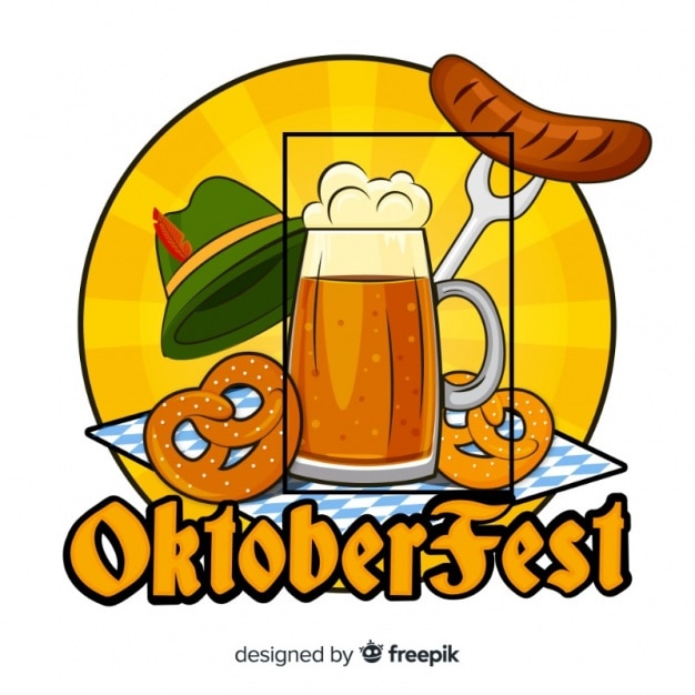 Free Vector Lovely hand drawn oktoberfest composition