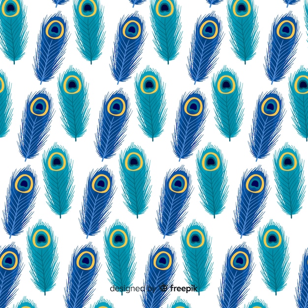 free-vector-lovely-hand-drawn-peacock-feather-pattern