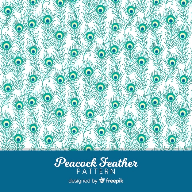 Download Lovely hand drawn peacock feather pattern | Free Vector