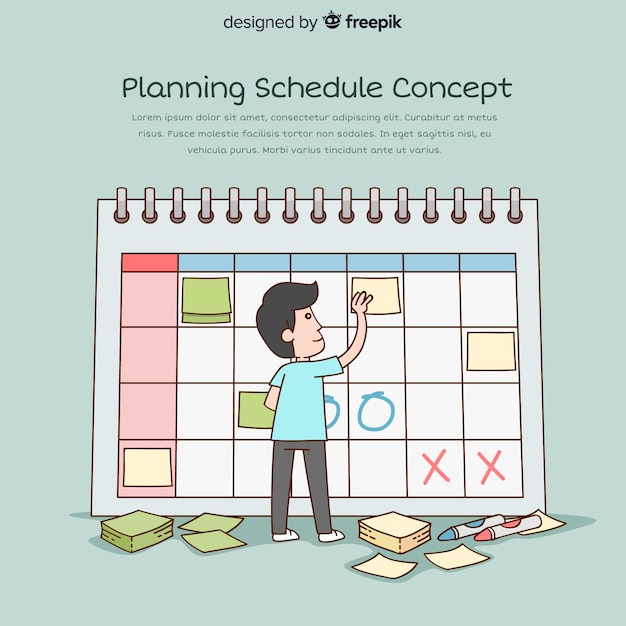 Free Vector Lovely hand drawn planning schedule concept