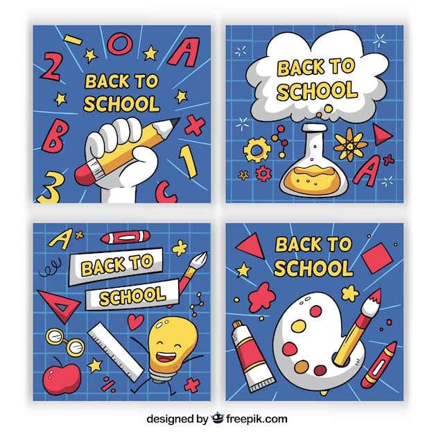 Free Vector | Lovely hand drawn school card collection