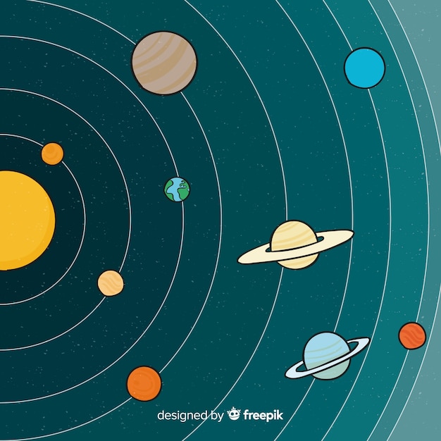 Free Vector | Lovely hand drawn solar system scheme