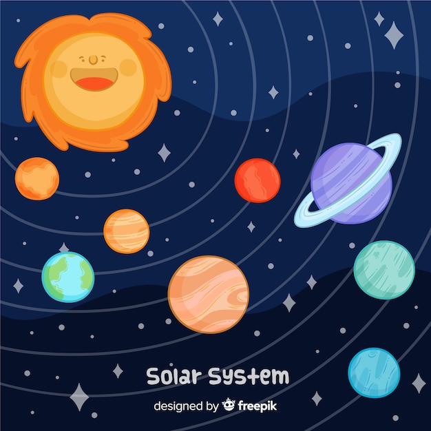 Free Vector | Lovely hand drawn solar system scheme
