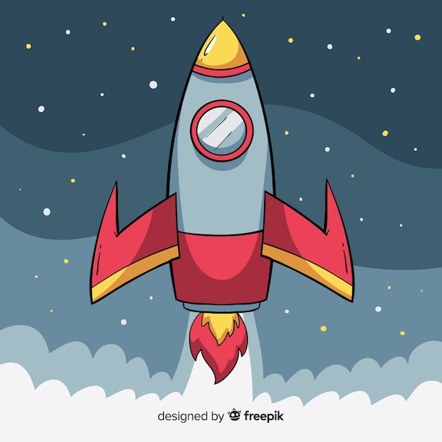 Free Vector | Lovely hand drawn space rocket composition