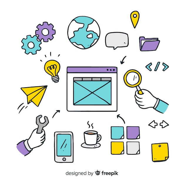 Lovely hand drawn web design concept Free Vector