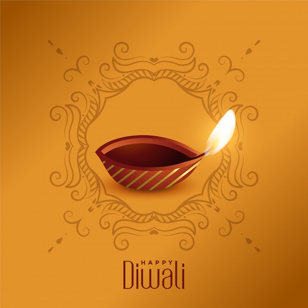 Lovely happy diwali diya design template