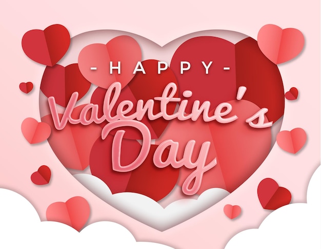 Premium Vector Lovely Happy Valentines Day Background With Hearts