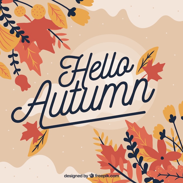 Free Vector | Lovely hello autumn background with flat design