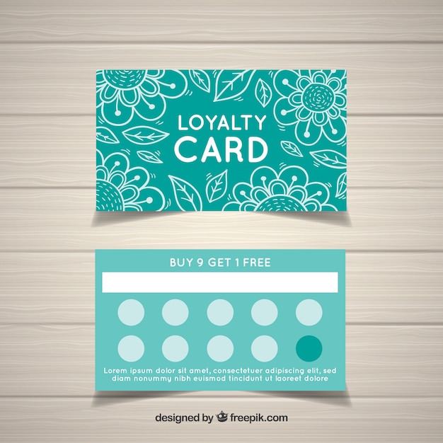 Lovely loyalty card template with floral style Vector Free Download