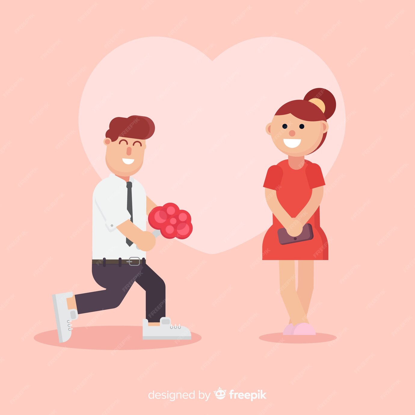 Free Vector | Lovely marriage proposal composition with flat design