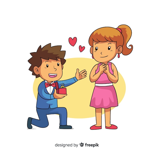 Free Vector | Lovely marriage proposal with cartoon style