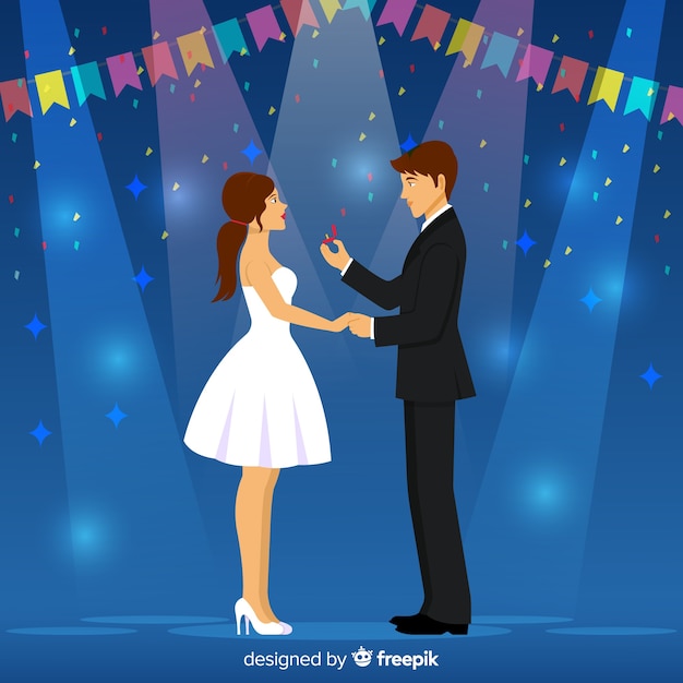 Premium Vector Lovely Marriage Proposal With Cartoon Style 