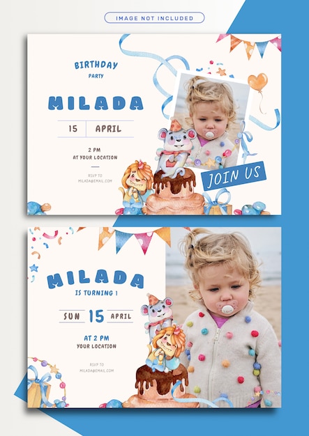 Download Lovely monster theme birthday invitation card template ...