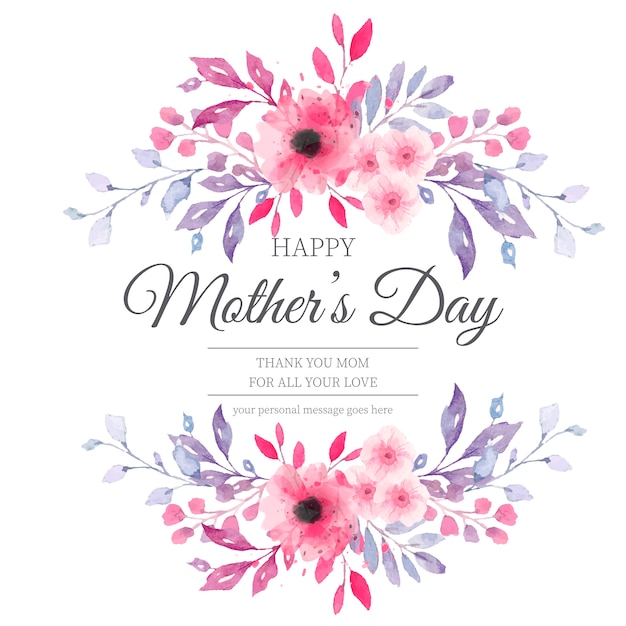 Lovely mother's day card with watercolor flowers | Free Vector