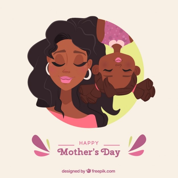 Download Lovely mother with her daughter card Vector | Free Download