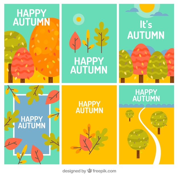 Lovely pack of autumn cards with\
landscapes