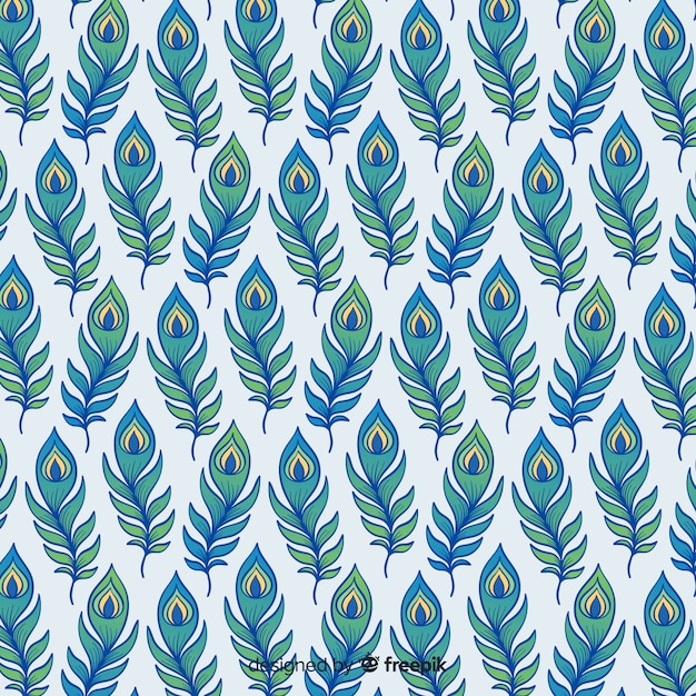 Download Lovely peacock feather pattern with flat design Vector ...