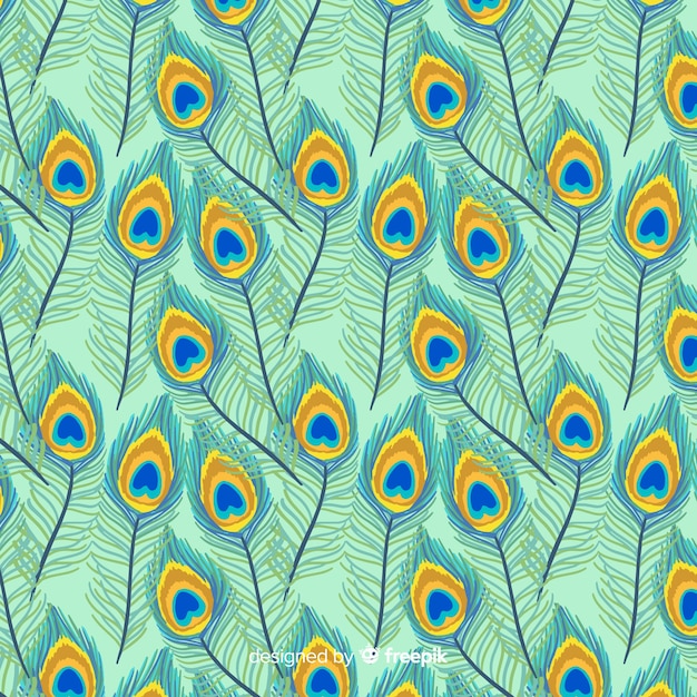 Download Lovely peacock feather pattern with flat design Vector ...