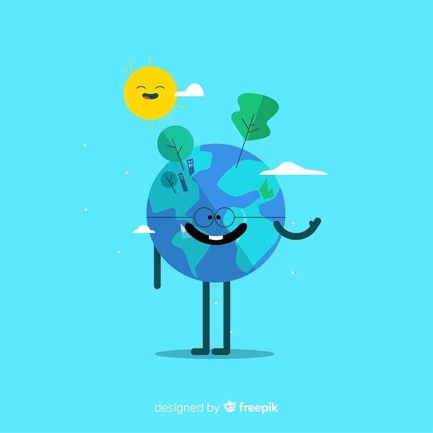 Lovely planet earth with flat design