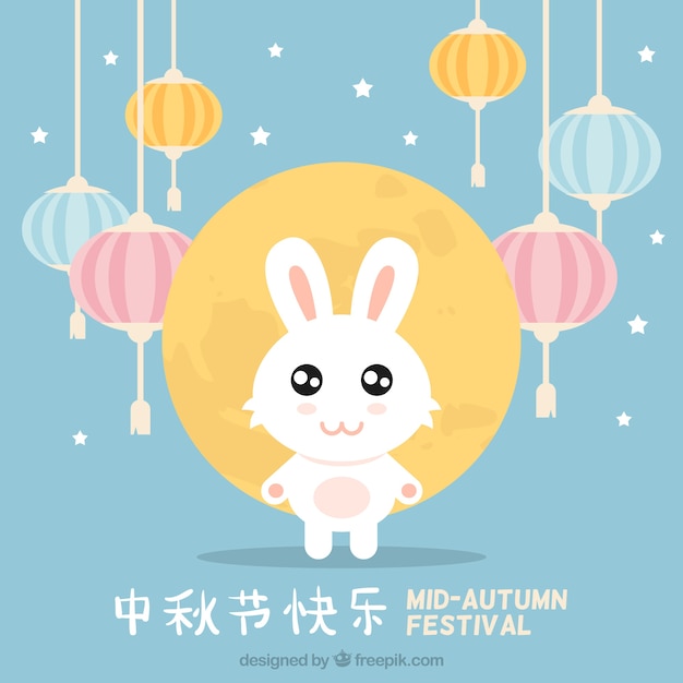 Premium Vector | Lovely rabbit for mid-autumn festival