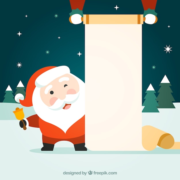 Lovely santa claus with blank sign