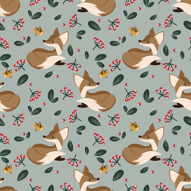 Premium Vector | Lovely seamless pattern with cute foxes.