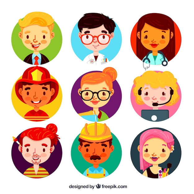 Free Vector | Lovely set of cute avatars